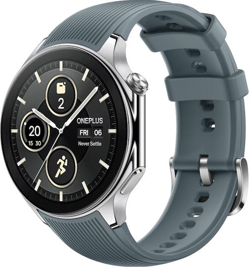 OnePlus Watch 2 Stainless Steel 47mm Αδιάβροχο με Παλμογράφο (Radiant Steel)