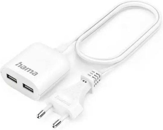 HAMA Steckdosenleiste mit 2 USB-A und Kabellänge 1,9 m