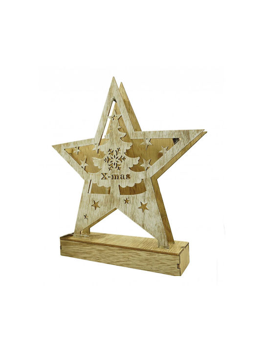 Illuminated Christmas Wooden Figure inscription White