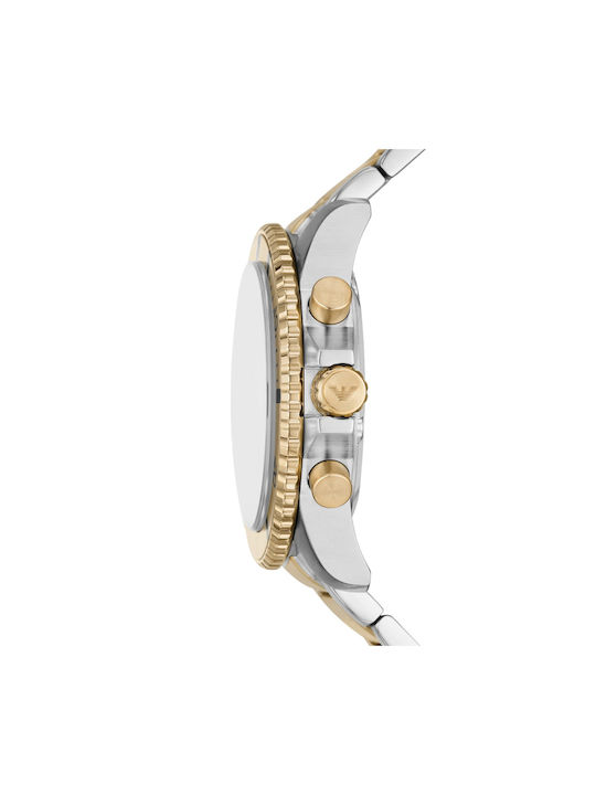 Emporio Armani Uhr Chronograph Batterie mit Gold Metallarmband
