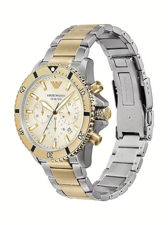 Emporio Armani Sea Explorer Ceas Barbati 43mm Cronograf Baterie cu Brățară Metalică Aurie