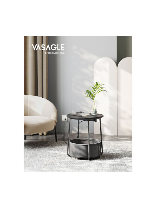Round Side Coffee Table Wooden Ebony Black / Slate Gray W45xL45xH50cm