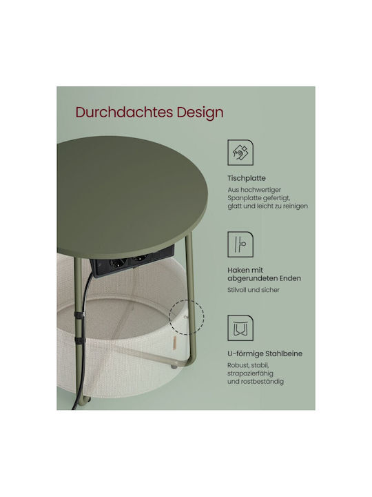 Round Side Table Wooden Forest Green Cream White M45xP45xH50cm