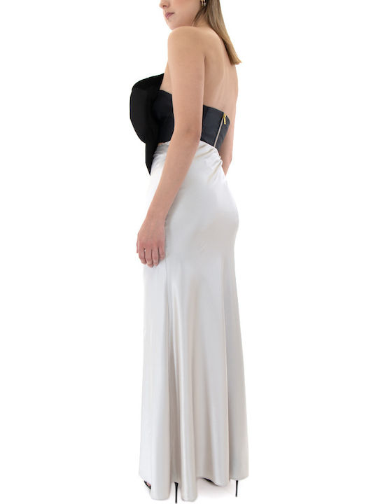 Satin Maxi Fustă Silver