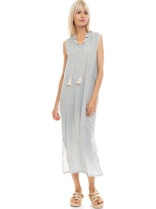 Γυναικείο Beachdress Pink Label Εμπριμέ Maxi Φόρεμα Regular Fit Viscose