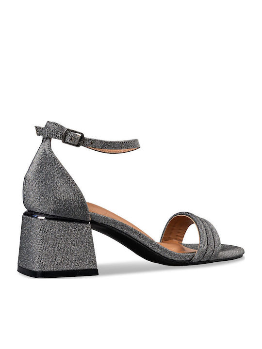 Sandalen mit Strass Silber