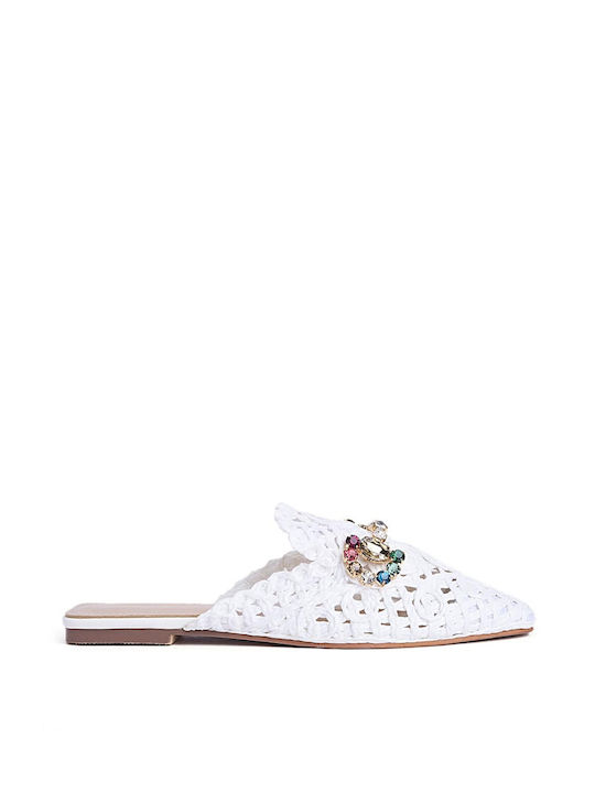 Keep Fred Heel Leather Mules White