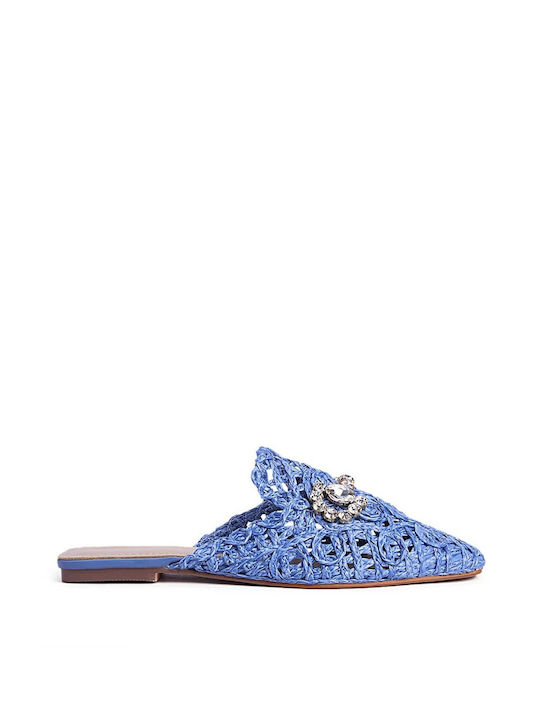 Keep Fred Heel Leather Mules Blue