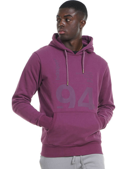 Body Action Men's Sweatshirt with Hood Maroon