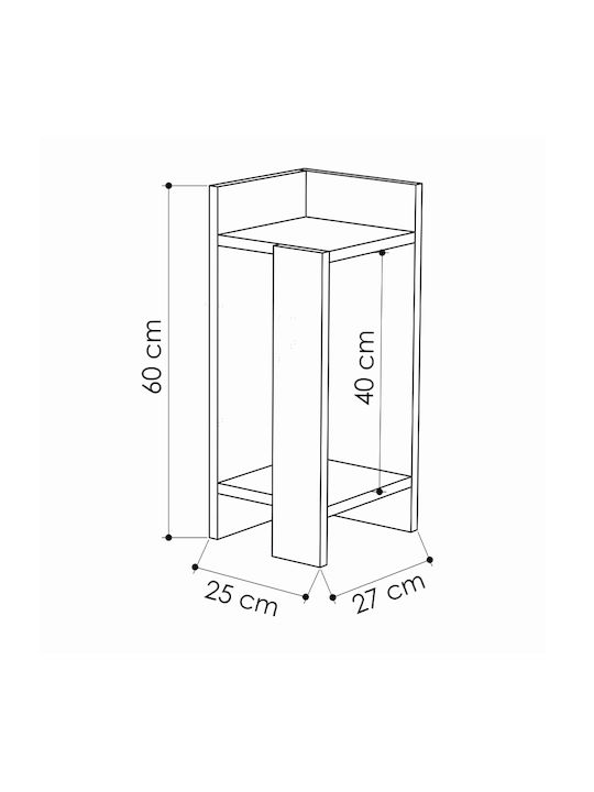 Bedside Tables Elos Wooden White 2 Pieces 25x27x60cm