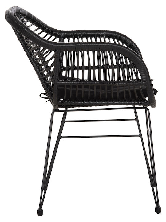 Outdoor Armchair Metallic Allegra Black Velvet-Black Metal with Cushion 58x59x82cm