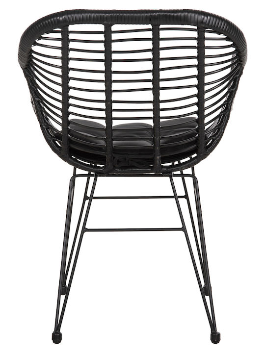 Outdoor Armchair Metallic Allegra Black Velvet-Black Metal with Cushion 58x59x82cm