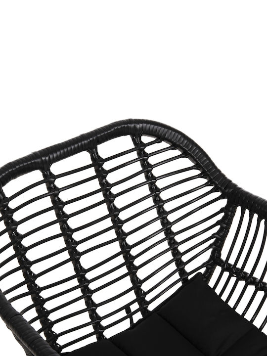 Outdoor Armchair Metallic Allegra Black Velvet-Black Metal with Cushion 58x59x82cm