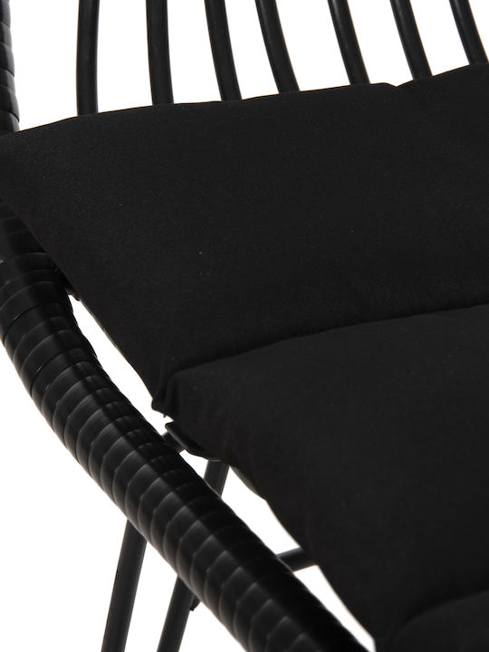 Outdoor Armchair Metallic Allegra Black Velvet-Black Metal with Cushion 58x59x82cm