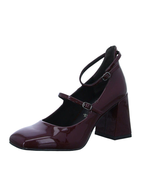 Pumps mit Riemchen Burgundisch