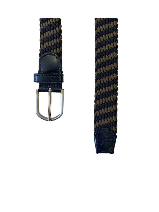 Dors Men's Knitted Leather Elastic Belt Blue