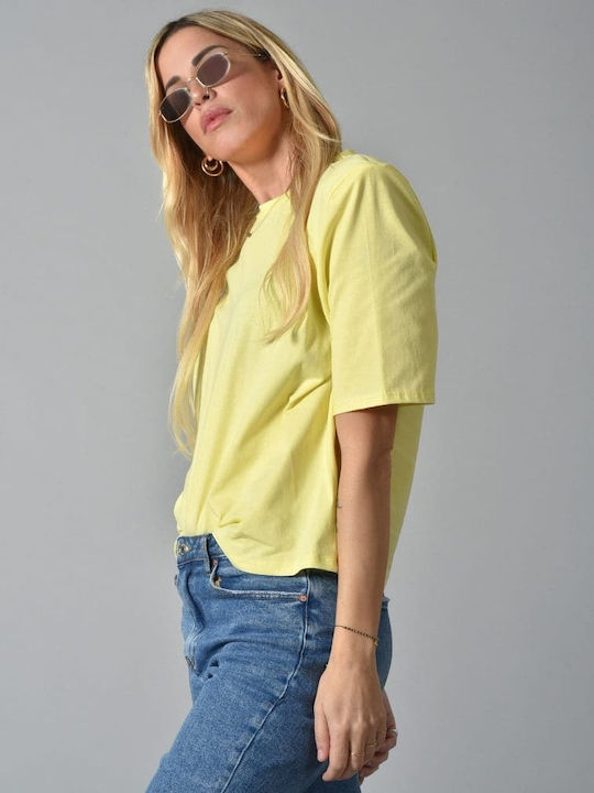 Belle Femme Γυναικείο T-shirt Κίτρινο