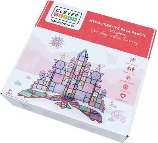 Cleverclixx Magnetisches Spielzeug Bau- und Konstruktionsspielzeug Mega Creative Pack Pastell für Kinder ab 3 Jahren