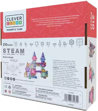 Cleverclixx Magnetisches Spielzeug Bau- und Konstruktionsspielzeug Mega Creative Pack Pastell für Kinder ab 3 Jahren