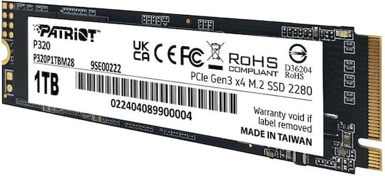 Patriot Viper P320 SSD 1TB M.2 Type with PCI Express 3.0 Connection P320P1TBM28