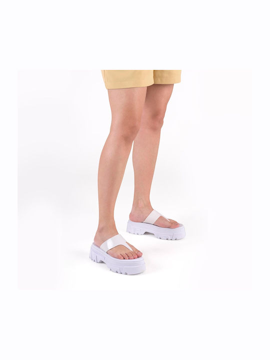 Voices Flow Track Women's Flat Sandals Flatforms in White Color