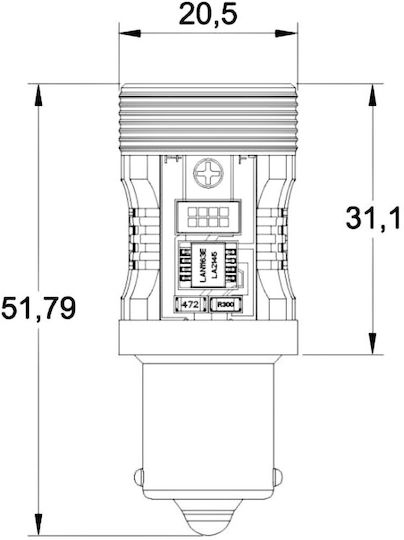 Лампи Автомобила PY21W-BAU15s LED Orange 12V 1бр