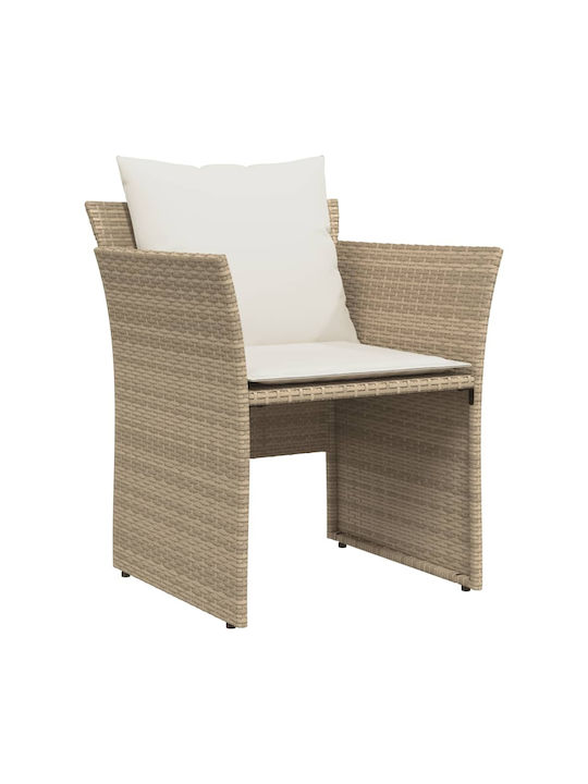 Fotoliu de exterior Rattan Bej cu pernă 50x50x36cm
