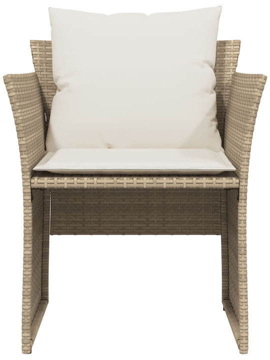 Fotoliu de exterior Rattan Bej cu pernă 50x50x36cm