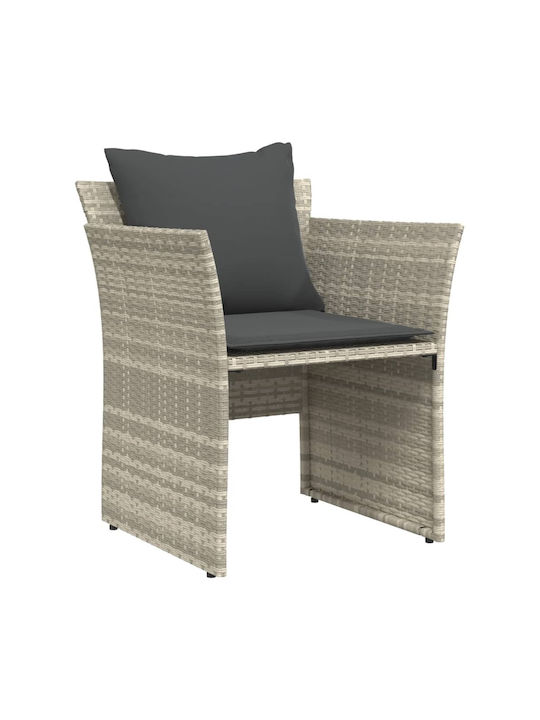 Outdoor-Sessel Rattan Light Grey mit Kissen 50x50x36εκ.