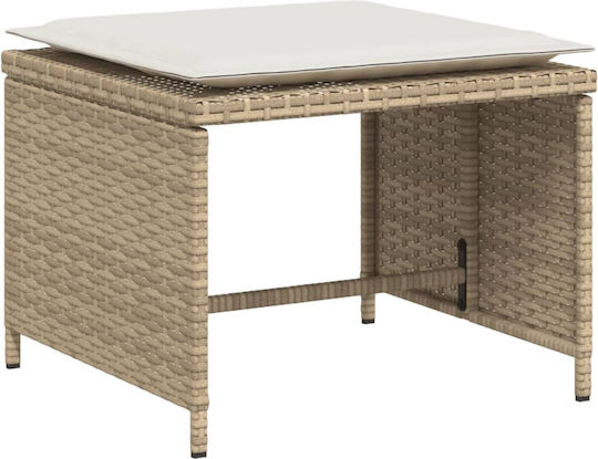 Outdoor-Sessel Rattan Beige mit Kissen 50x50x36εκ.