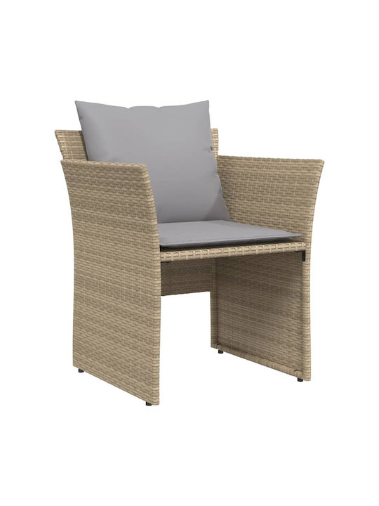 Fotoliu de exterior Rattan Bej cu pernă 50x50x36cm