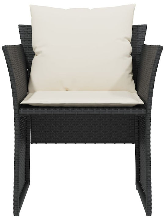 Fotoliu de exterior Rattan Negru cu pernă 50x50x36cm