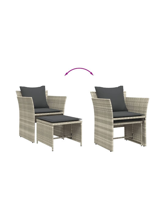Outdoor-Sessel Rattan Light Grey mit Kissen 50x50x36εκ.