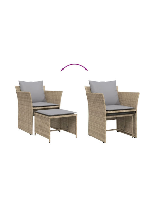 Fotoliu de exterior Rattan Bej cu pernă 50x50x36cm