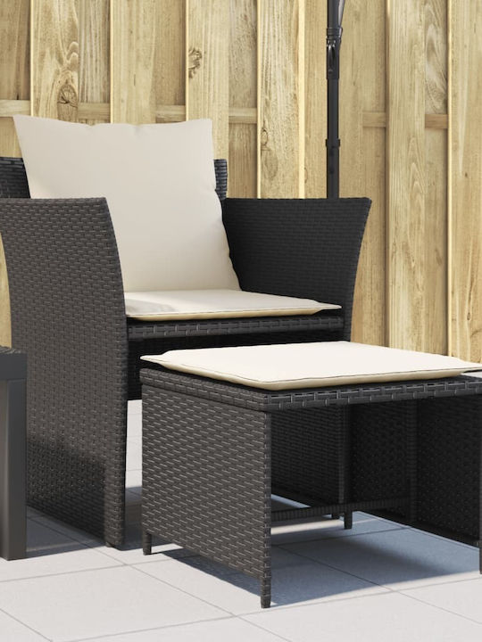 Fotoliu de exterior Rattan Negru cu pernă 50x50x36cm