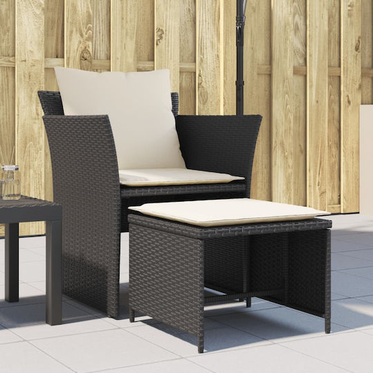 Outdoor-Sessel Rattan Black mit Kissen 50x50x36εκ.