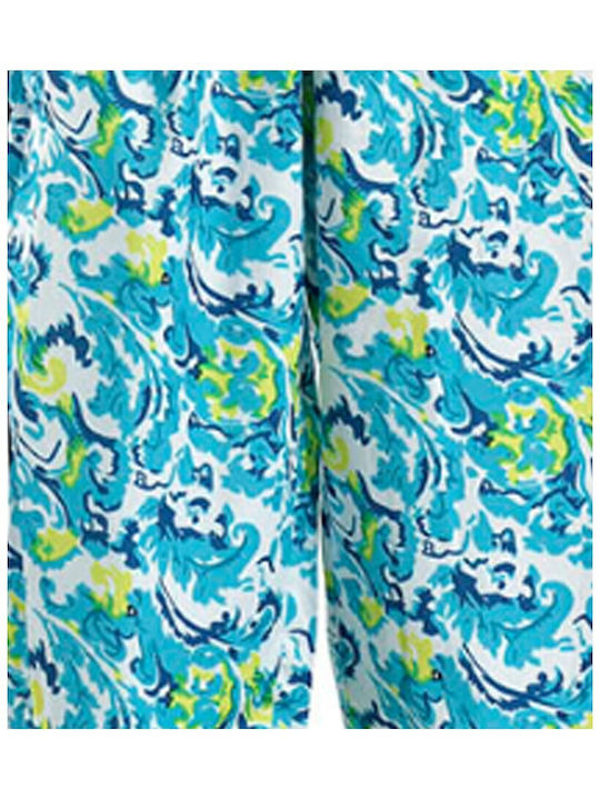 Ble Resort Collection Pantaloni de damă Tesatura Pantaloni Turquoise/yellow