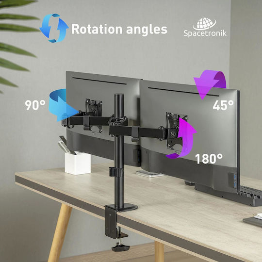 Spacetronik Stand Desk Mounted for 2 Monitors with Arm (SPA-120)