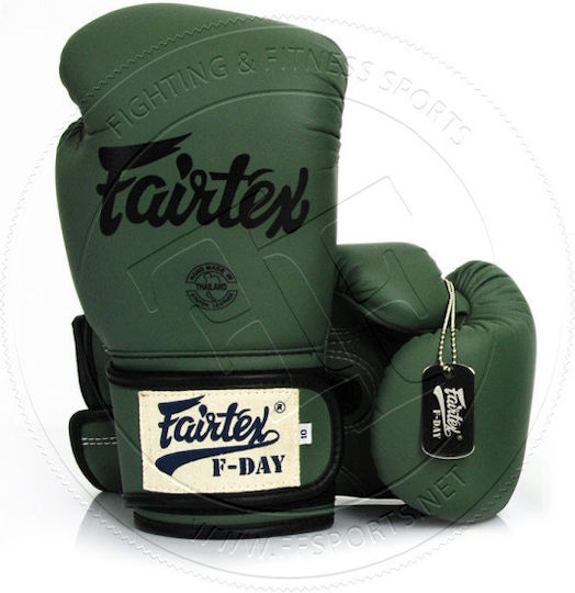 Fairtex BGV11 F-Day Muay Thai Γάντια Πυγμαχίας από Συνθετικό Δέρμα για Αγώνα Πράσινα