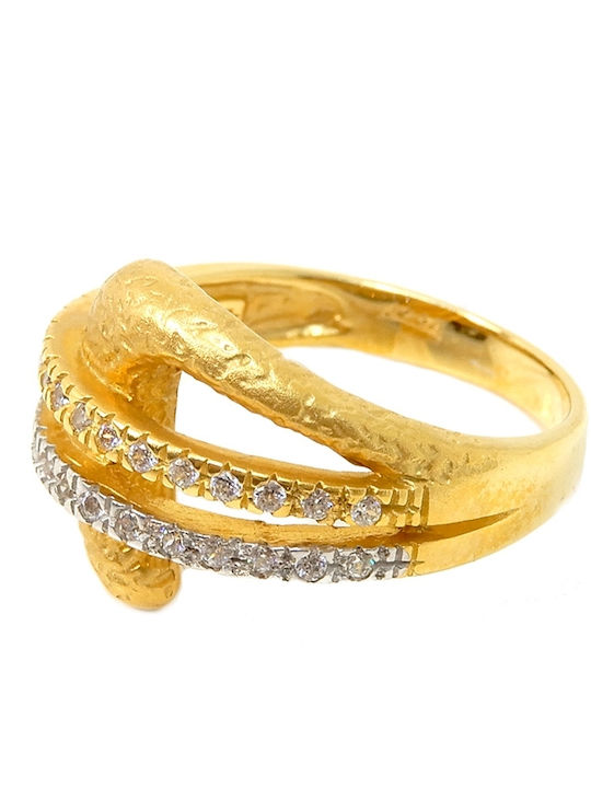 Polytimo Ring with Zircon made of Gold 14K