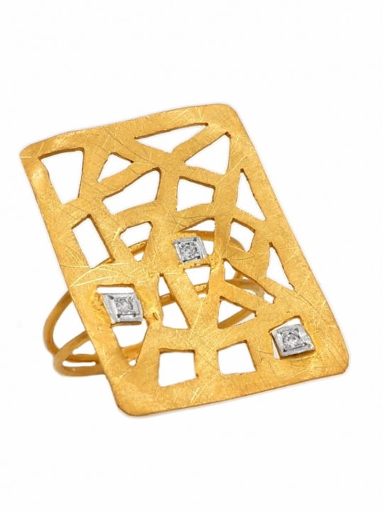 Polytimo Damen Ring mit Zirkonia aus Gold 14K