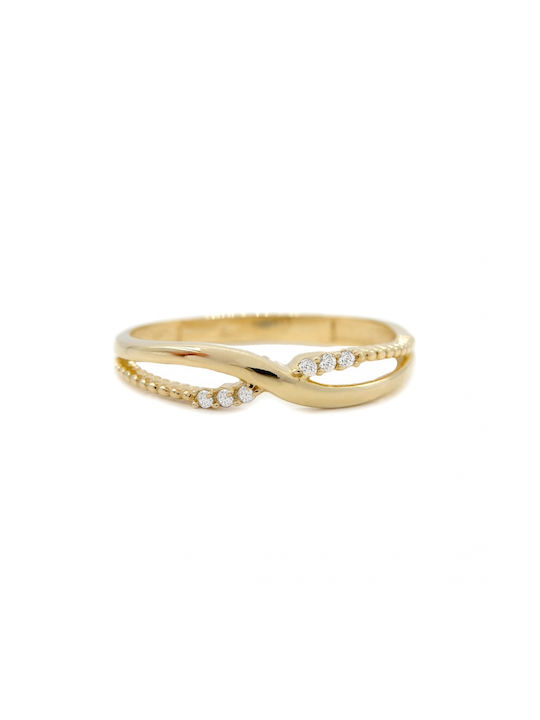 Sof.Istico Women's Gold Spinner Ring with Zircon 14K