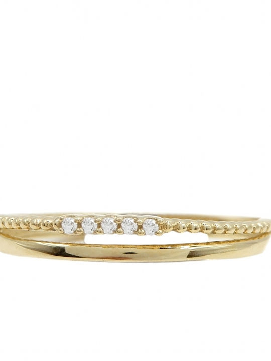 Sof.Istico Damen Ring Ehering mit Zirkonia aus Gold 14K