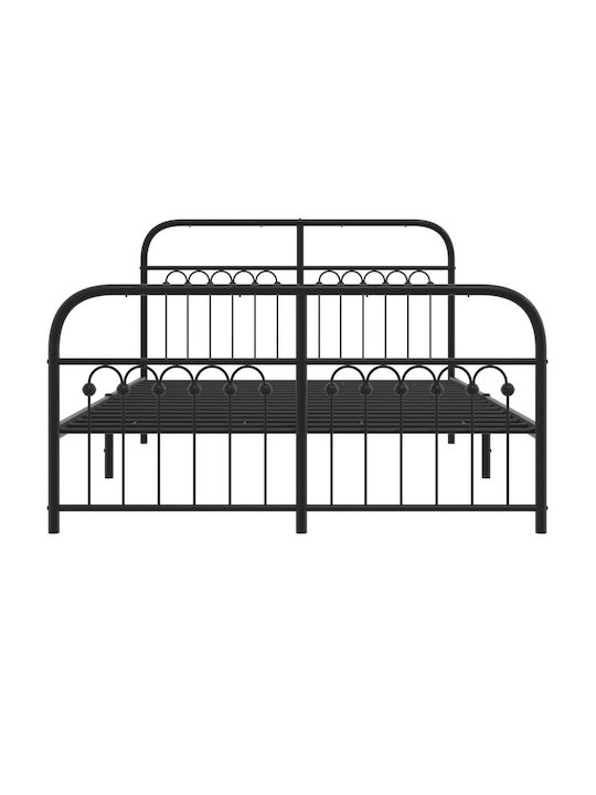 Bett Doppelbett Metall Black mit Latten für Matratze 137x190cm