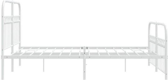 Pat Dublu Metalic Alb cu Lamele pentru Saltea 137x190cm