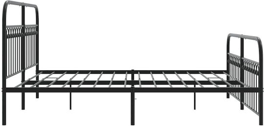 Легло Кингсайз Метално Черно с Ламели за Матрак 183x203см