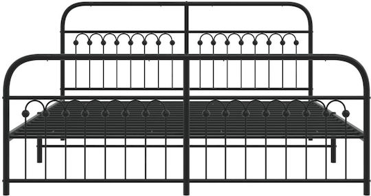 Легло Кингсайз Метално Черно с Ламели за Матрак 183x203см