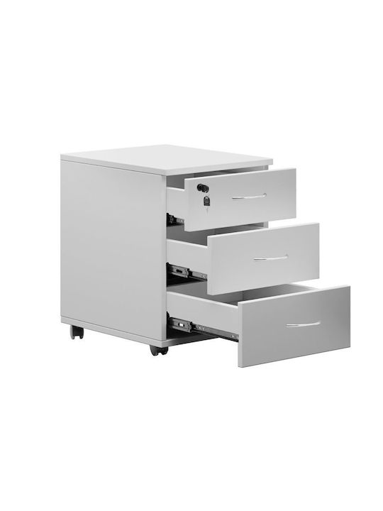 Sertar de Birou Amazon cu Roți, Cheie & Sertare Alb 39x47x52.5cm