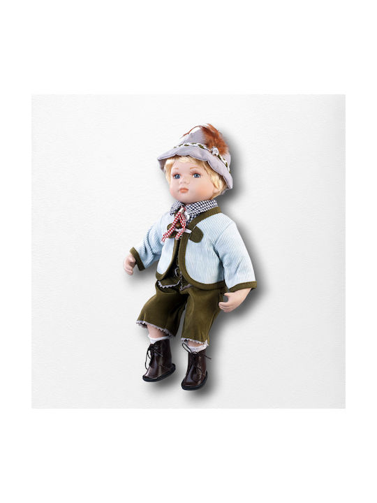 Collectible Porcelain Doll Traditional Bavarian Costume Boy 30x15x15cm