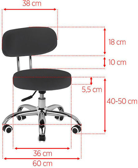 Salon Stools Wheeled Stool with Backrest Black